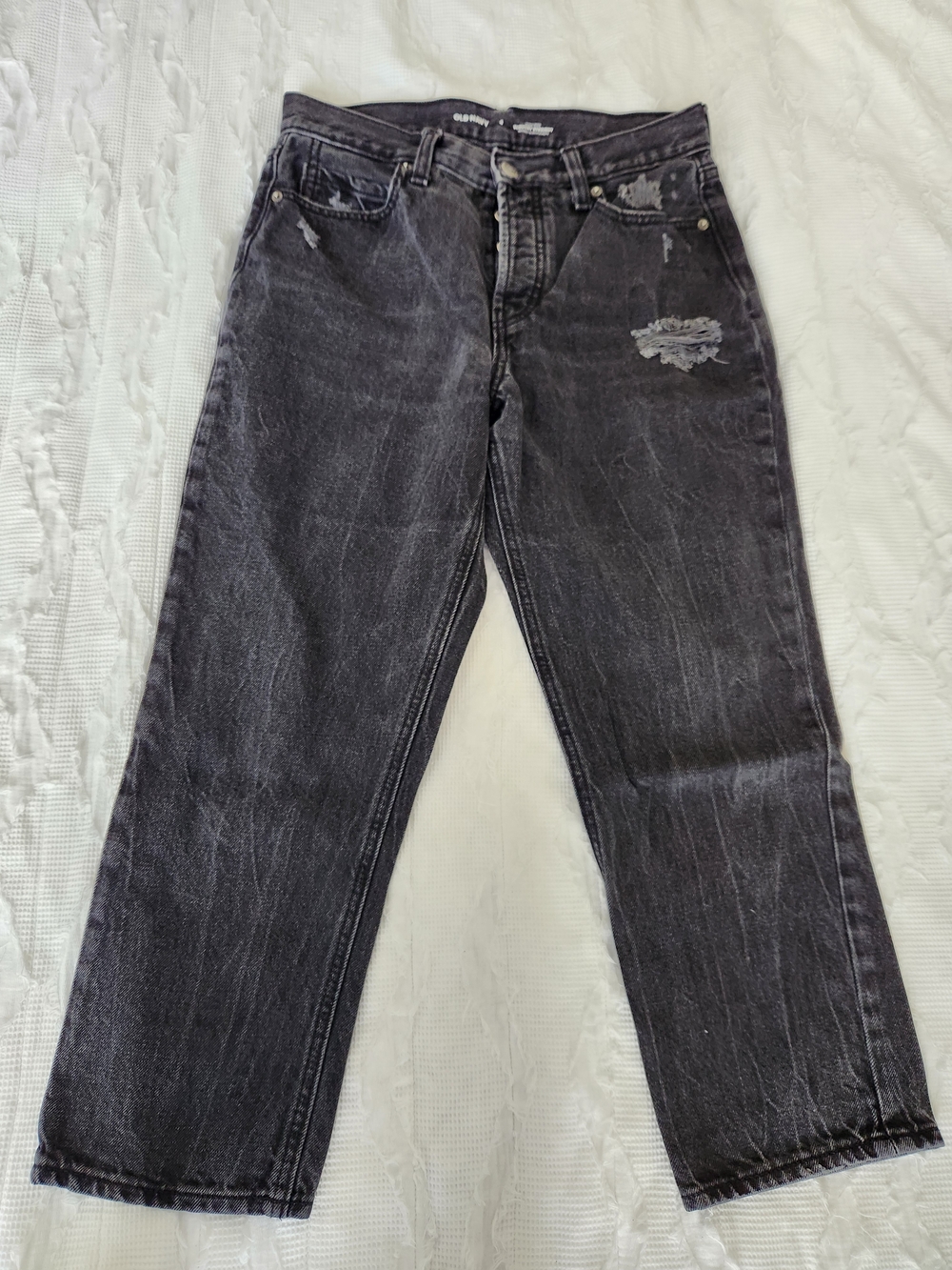 Old Navy Women's High-Rise Distressed Black Jeans